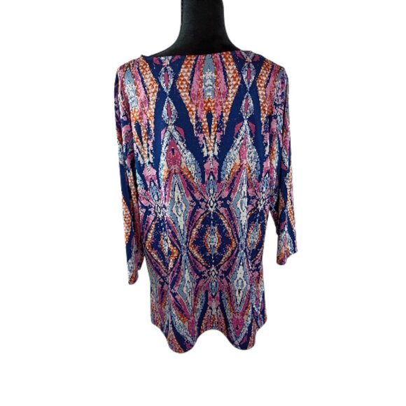 NEW DIRECTIONS CURVY Women's Tunic Top 1X Colorful Polyester Spandex Boho - Picture 3 of 5